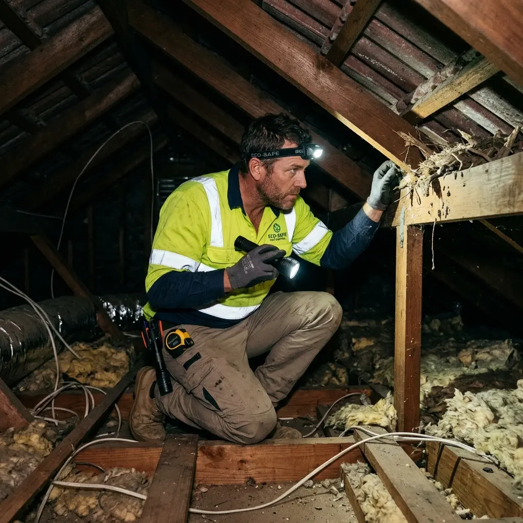 Technician using detection equipment to locate a dead rat inside a Cranbourne wall cavity